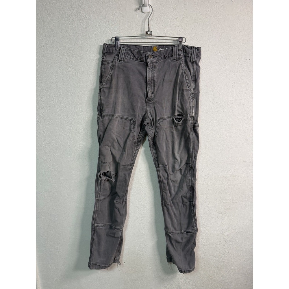 Carhartt Pants Mens 33x32 Gray Double Knee Relaxed Fit Workwear 102802-029